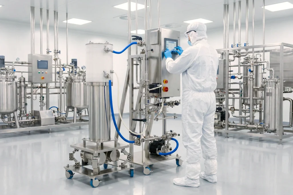 Lab employee working on a Vibro-I 2.5m2
