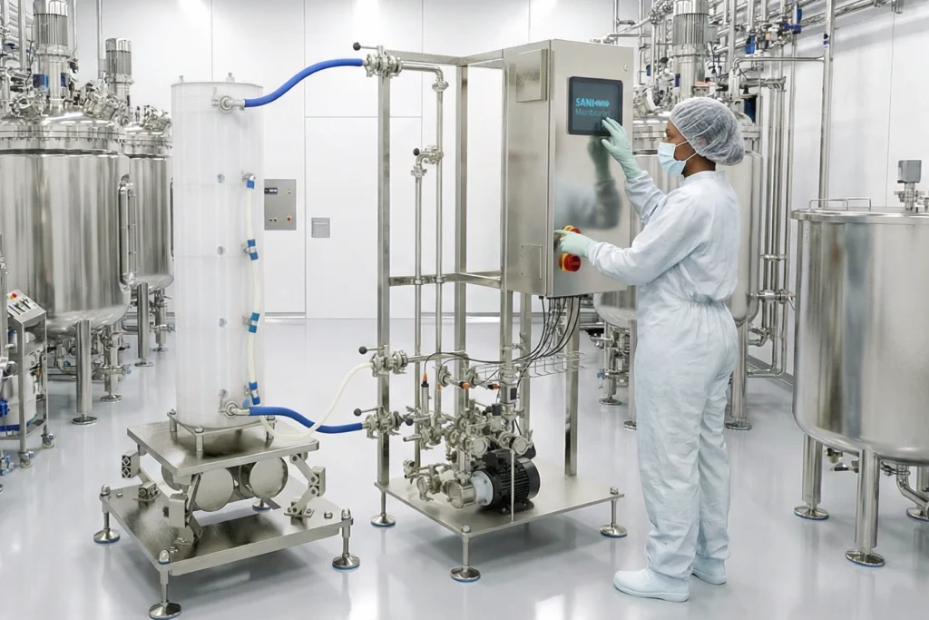 Lab employee working on a Vibro-I 20 m2